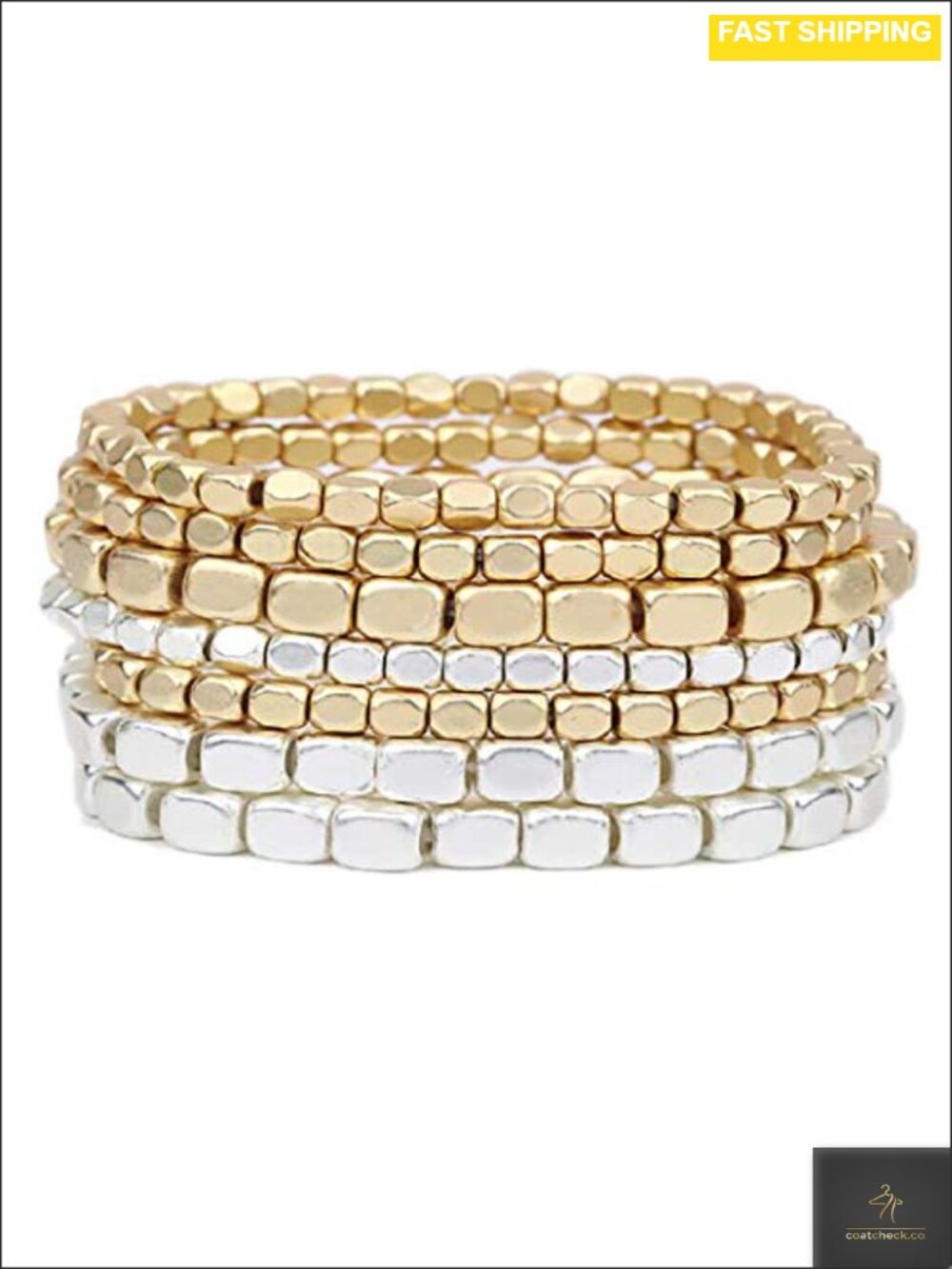 Chunky Nugget Multi-Strand Stretch Bracelet Set Beads Stack for Casual Formal